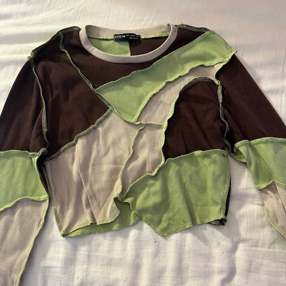 Patchwork cropped long sleeve